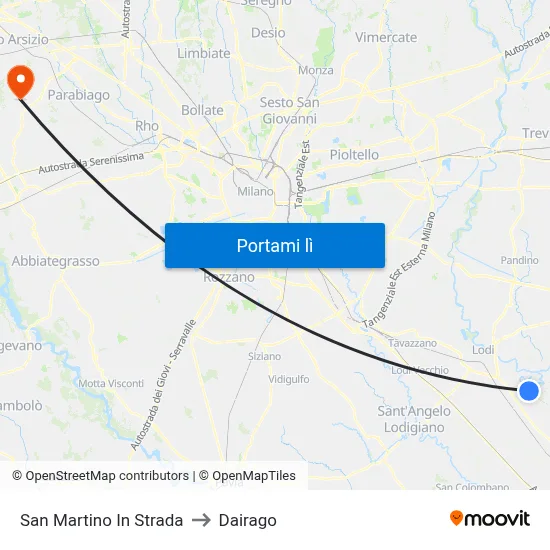 San Martino In Strada to Dairago map