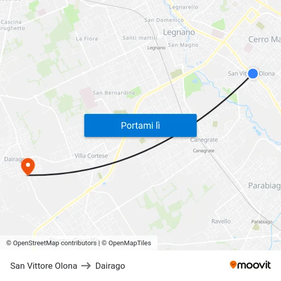 San Vittore Olona to Dairago map