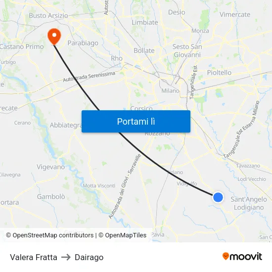 Valera Fratta to Dairago map
