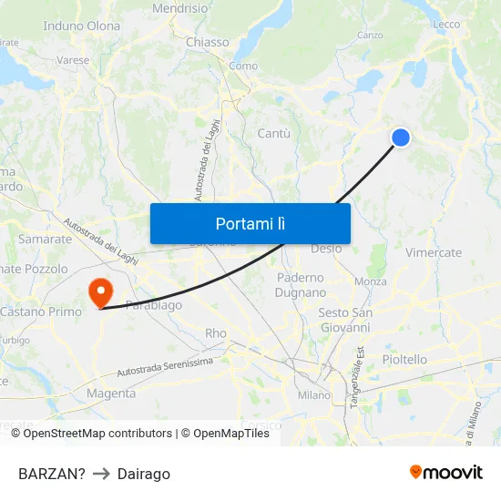 BARZAN? to Dairago map
