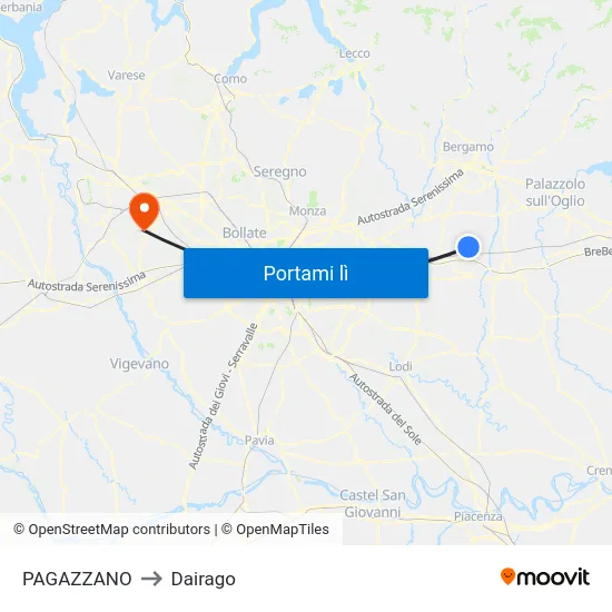 PAGAZZANO to Dairago map