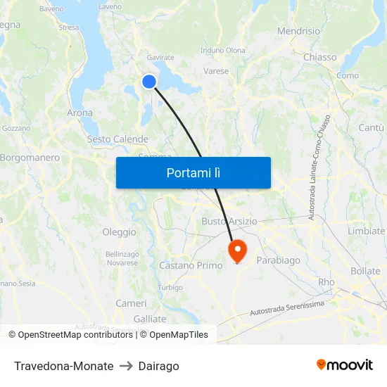 Travedona-Monate to Dairago map