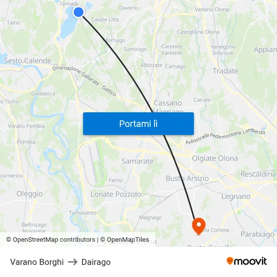Varano Borghi to Dairago map