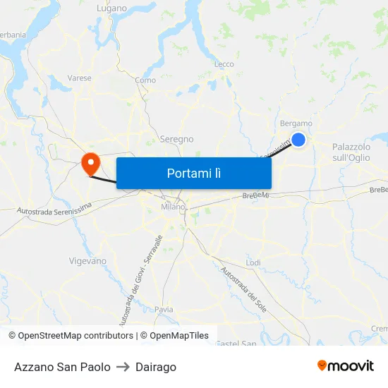 Azzano San Paolo to Dairago map