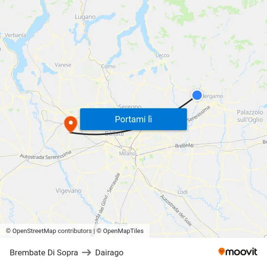 Brembate Di Sopra to Dairago map
