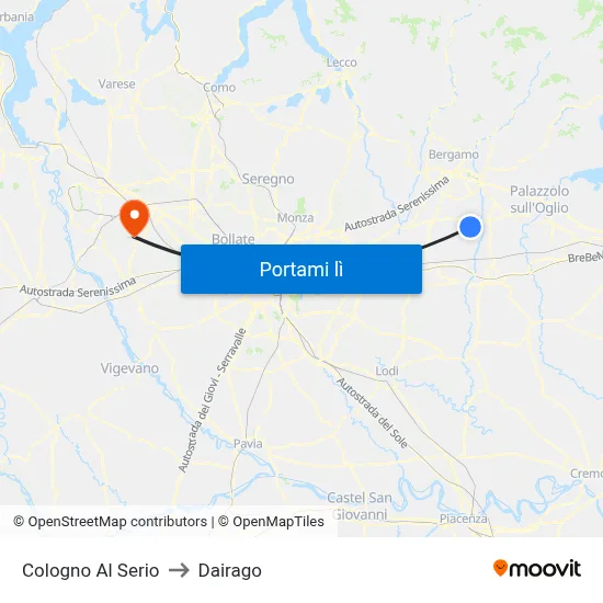 Cologno Al Serio to Dairago map