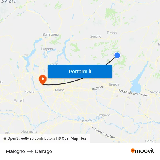 Malegno to Dairago map