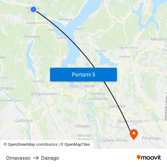 Ornavasso to Dairago map