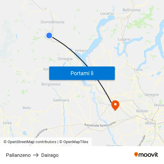 Pallanzeno to Dairago map