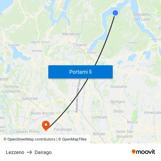 Lezzeno to Dairago map