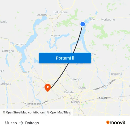 Musso to Dairago map