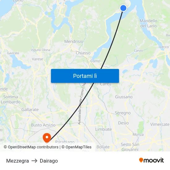 Mezzegra to Dairago map