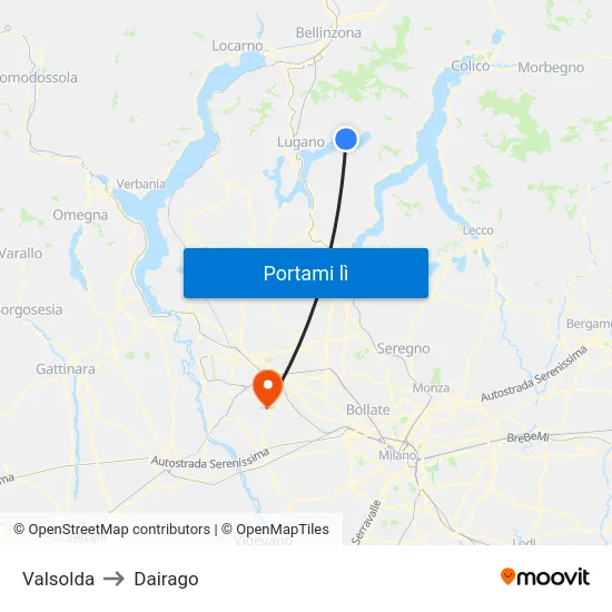 Valsolda to Dairago map