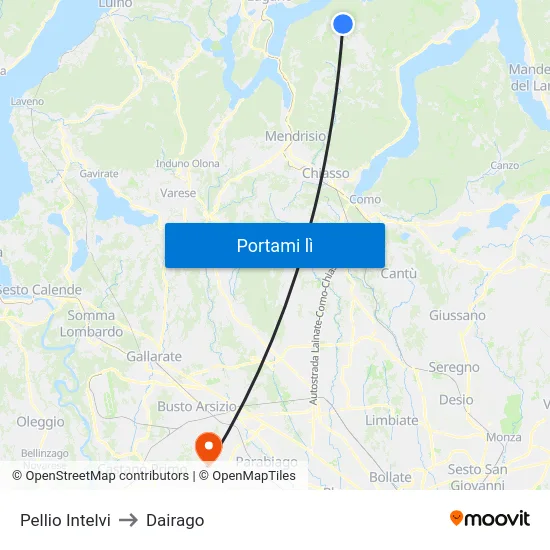 Pellio Intelvi to Dairago map