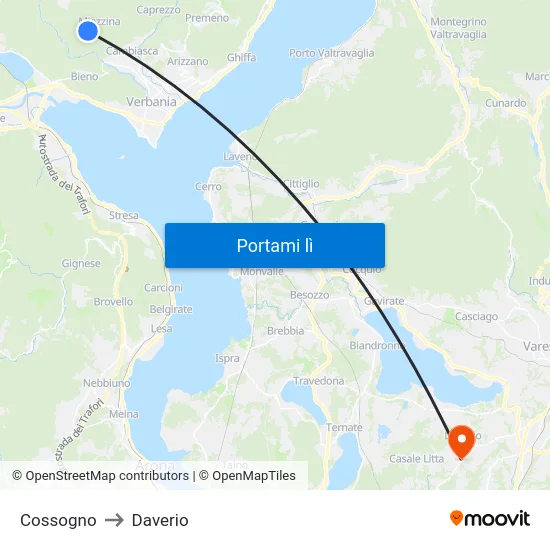 Cossogno to Daverio map