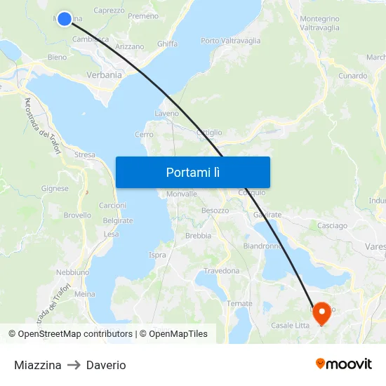 Miazzina to Daverio map