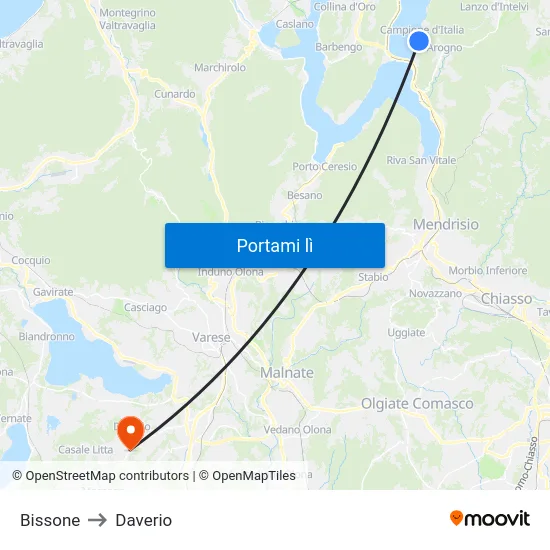Bissone to Daverio map