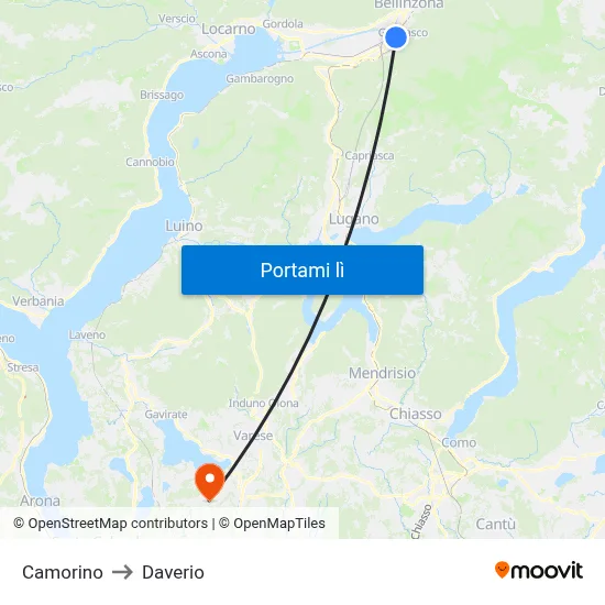 Camorino to Daverio map