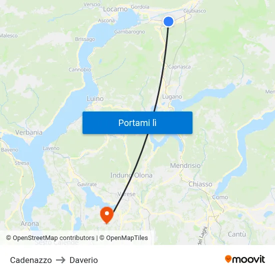 Cadenazzo to Daverio map
