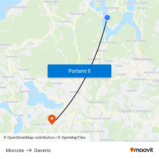 Morcote to Daverio map