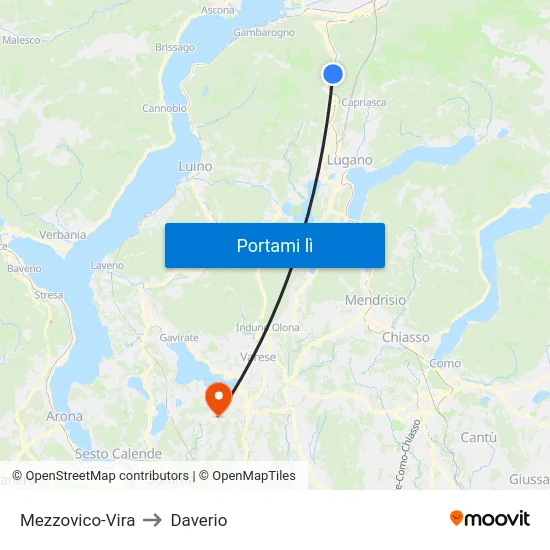 Mezzovico-Vira to Daverio map