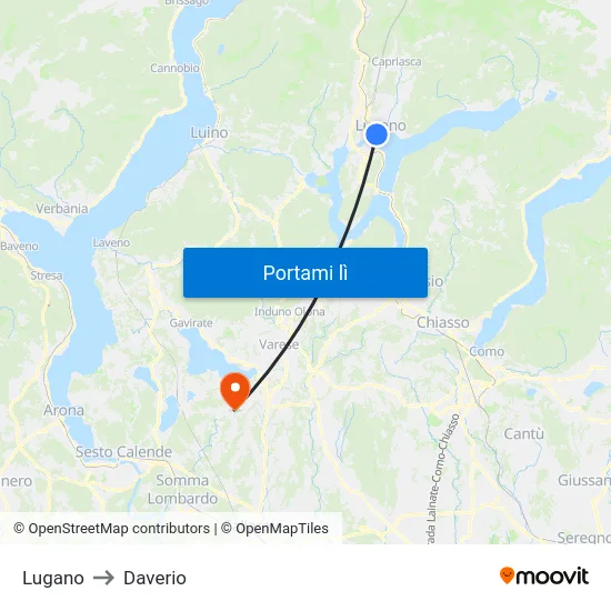 Lugano to Daverio map