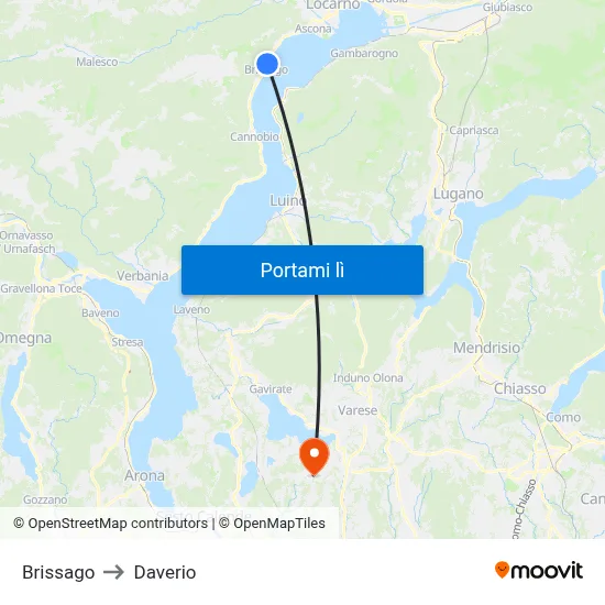 Brissago to Daverio map