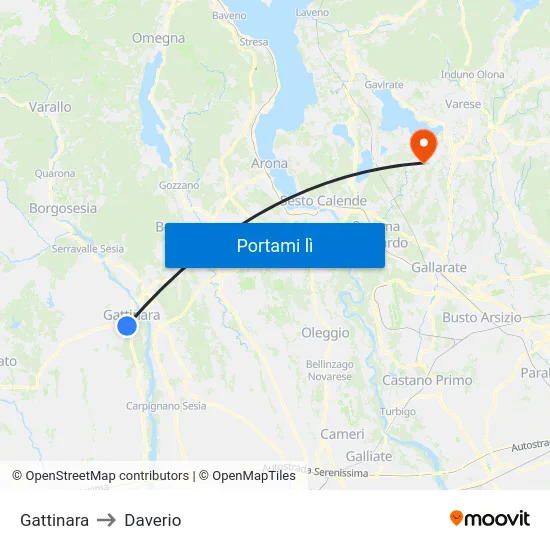 Gattinara to Daverio map