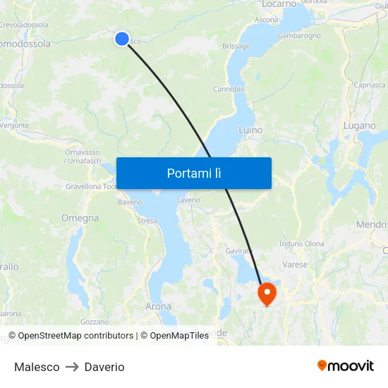 Malesco to Daverio map