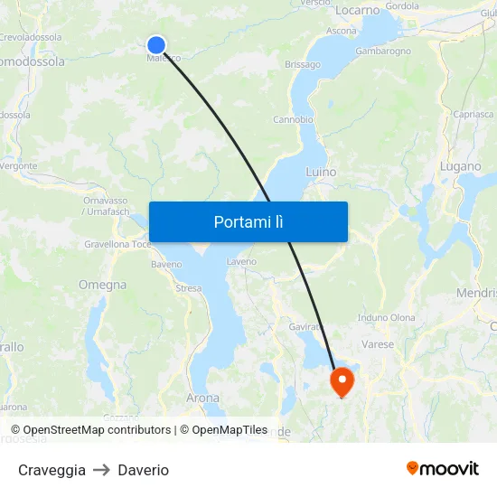 Craveggia to Daverio map