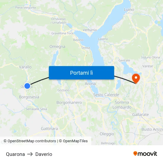 Quarona to Daverio map