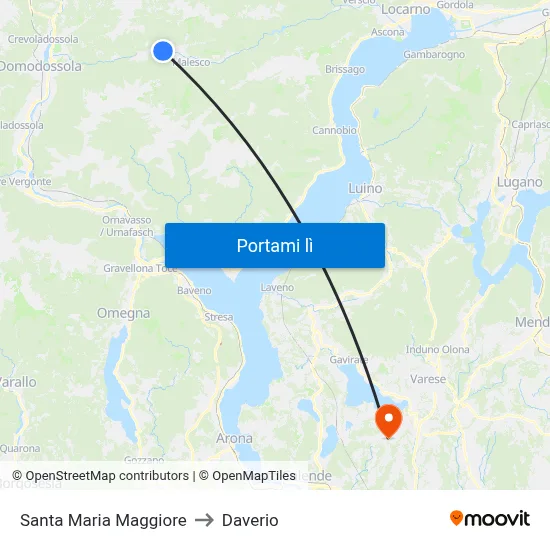 Santa Maria Maggiore to Daverio map