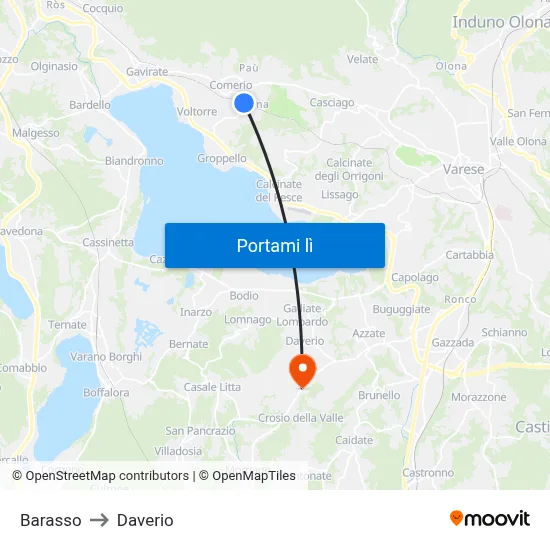 Barasso to Daverio map