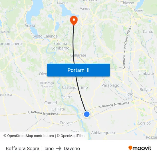 Boffalora Sopra Ticino to Daverio map