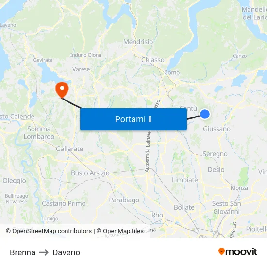 Brenna to Daverio map