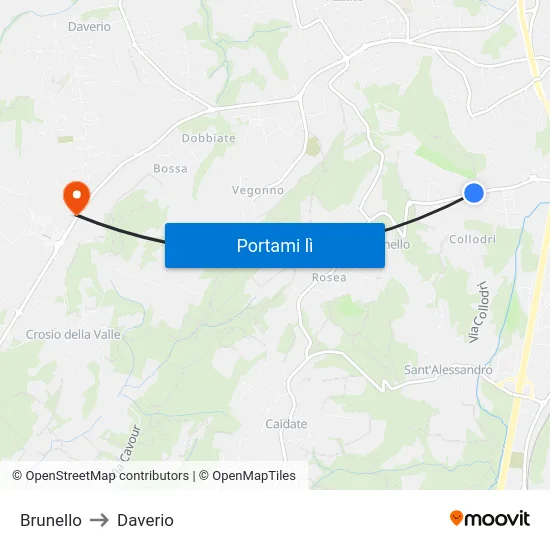 Brunello to Daverio map