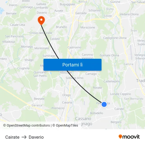 Cairate to Daverio map