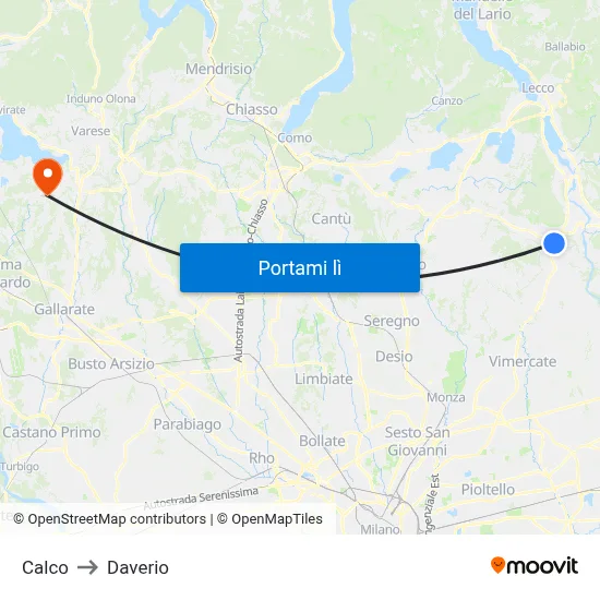 Calco to Daverio map
