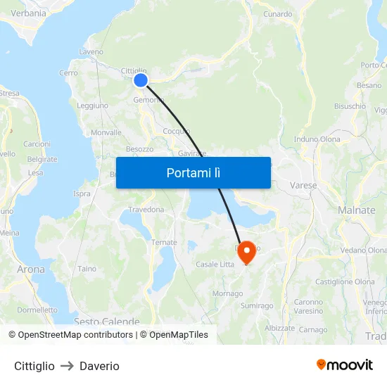 Cittiglio to Daverio map