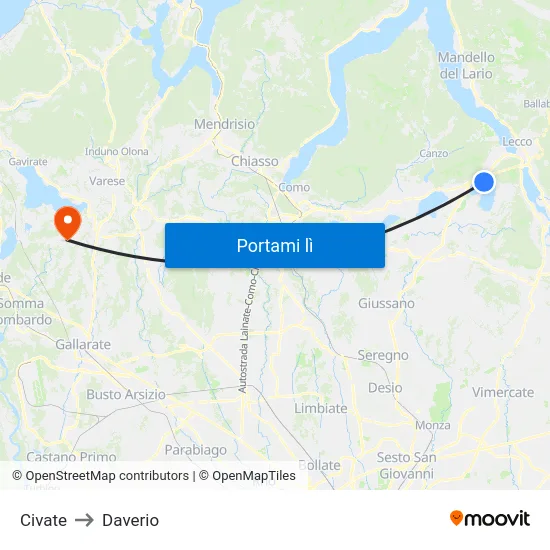 Civate to Daverio map