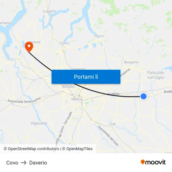 Covo to Daverio map