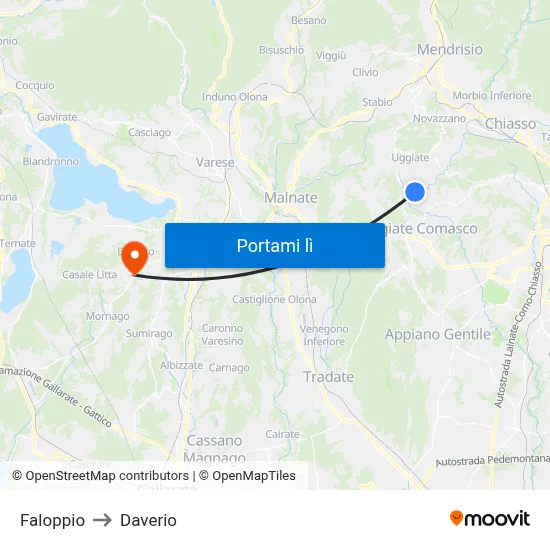 Faloppio to Daverio map