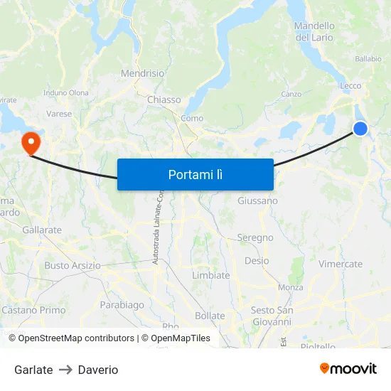 Garlate to Daverio map