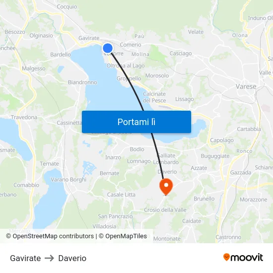 Gavirate to Daverio map