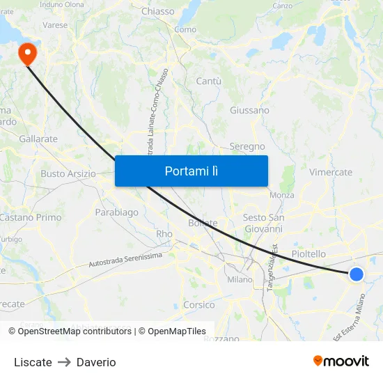 Liscate to Daverio map