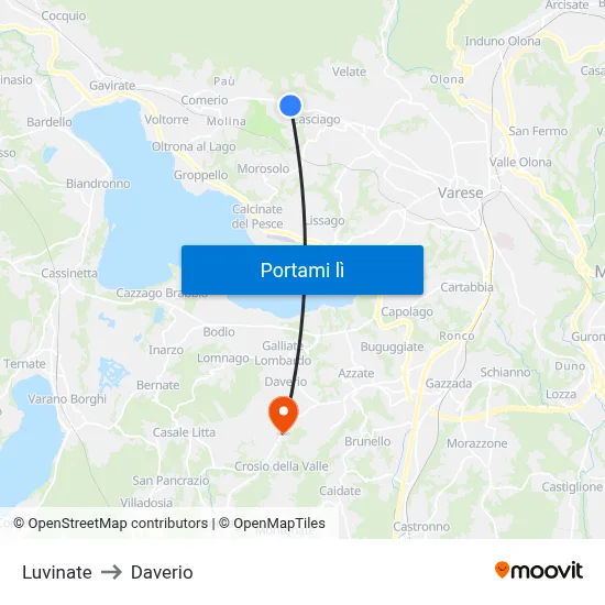 Luvinate to Daverio map