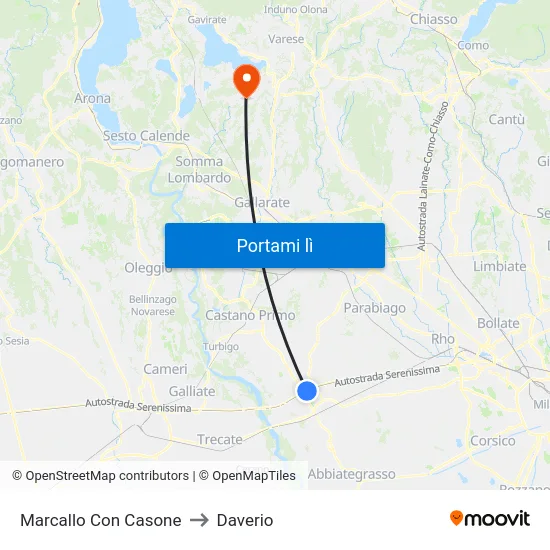 Marcallo Con Casone to Daverio map