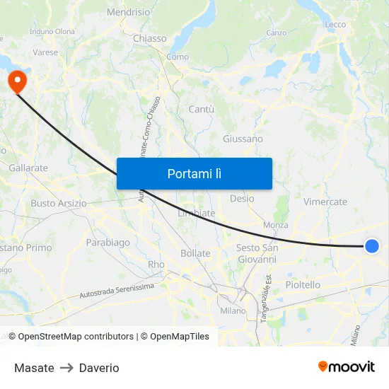 Masate to Daverio map