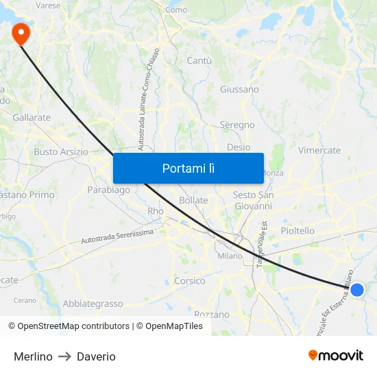 Merlino to Daverio map