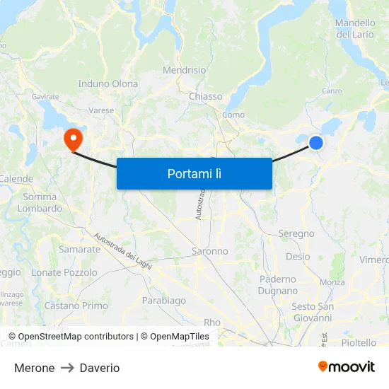 Merone to Daverio map